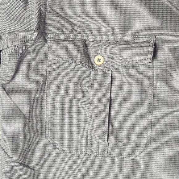 John Varvatos Converse Gray Checked S/S Cotton‎ Button Front Large - Picture 10 of 16